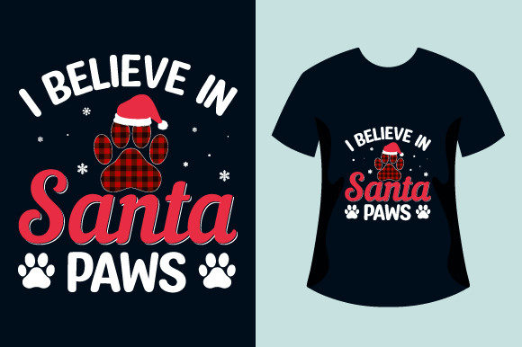 Dog Paw Christmas Tshirt Design