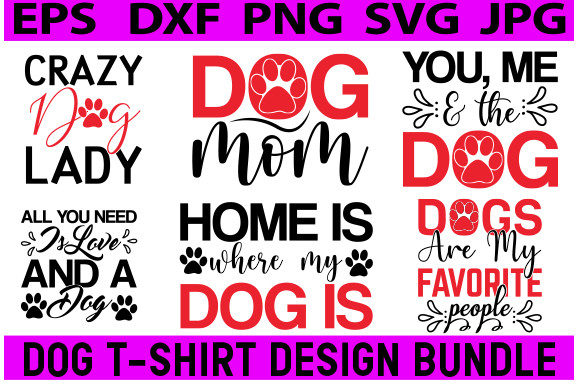 Dog T-shirt Design Bundle with 6 Design