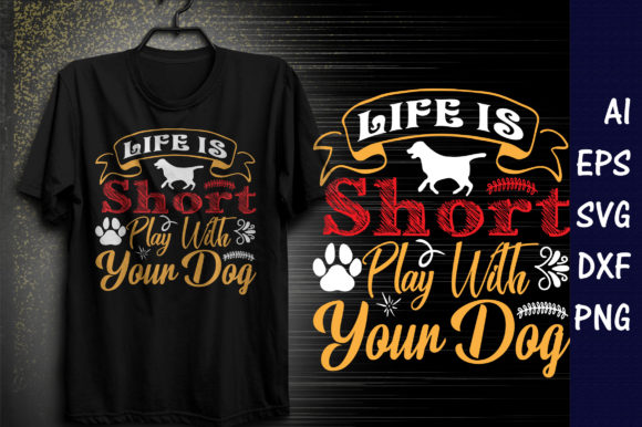 Life is Short Play with Dog Embroidery Design