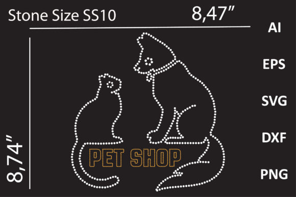 Pet Shop Dog Rhinestone Template Design