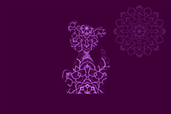 Purple Dog Pattern Mandala Design Art
