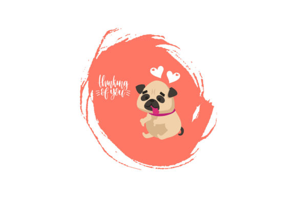 Valentine Dog Thinking Illustration
