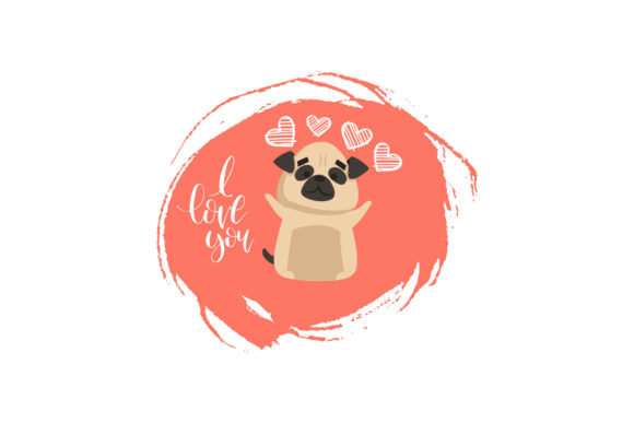 Valentine Loving Dog Illustration
